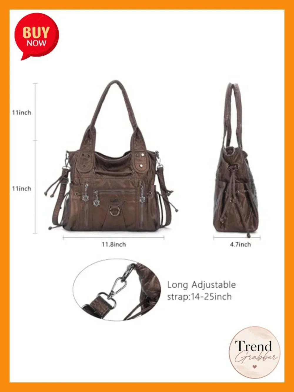 Large Hobo Shoulder Bag Faux Leather Crossbody Tote Purse